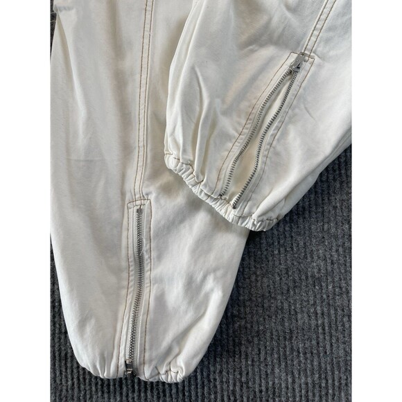 Forever 21 Cargo Junior Size Large Cinched Mid Rise Jogger Pants White NEW - Picture 4 of 11